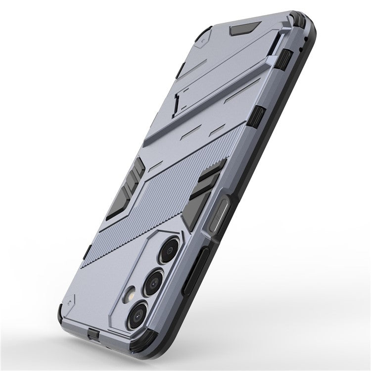 For Samsung Galaxy M15 5G Case PC+TPU Drop-Proof Phone Cover with Folding Kickstand - Grey