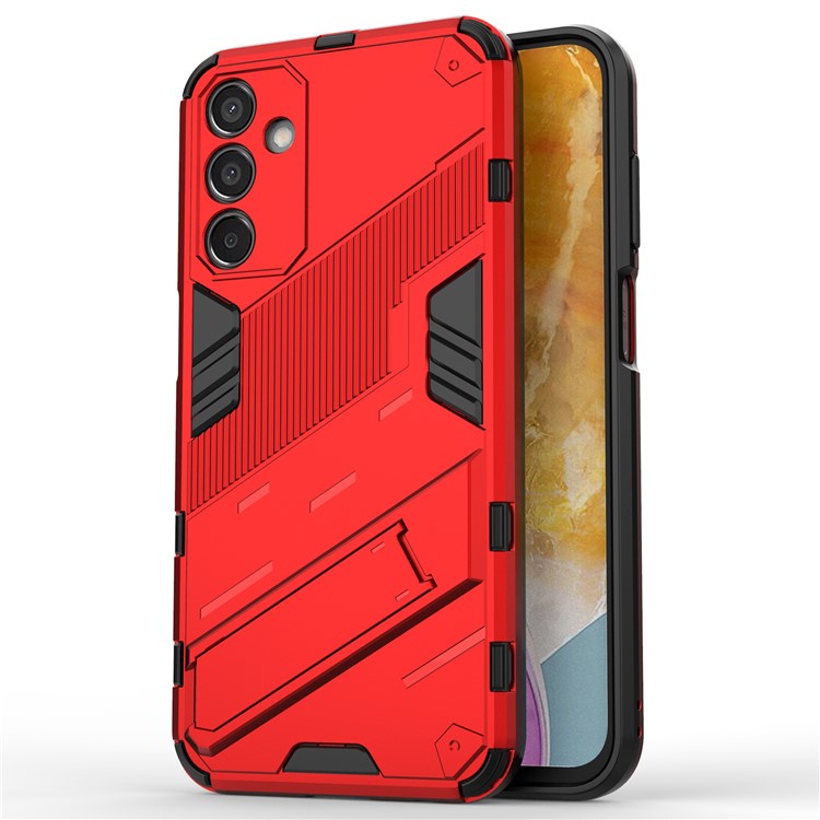 For Samsung Galaxy M15 5G Case PC+TPU Drop-proof Phone Cover with Folding Kickstand - Red