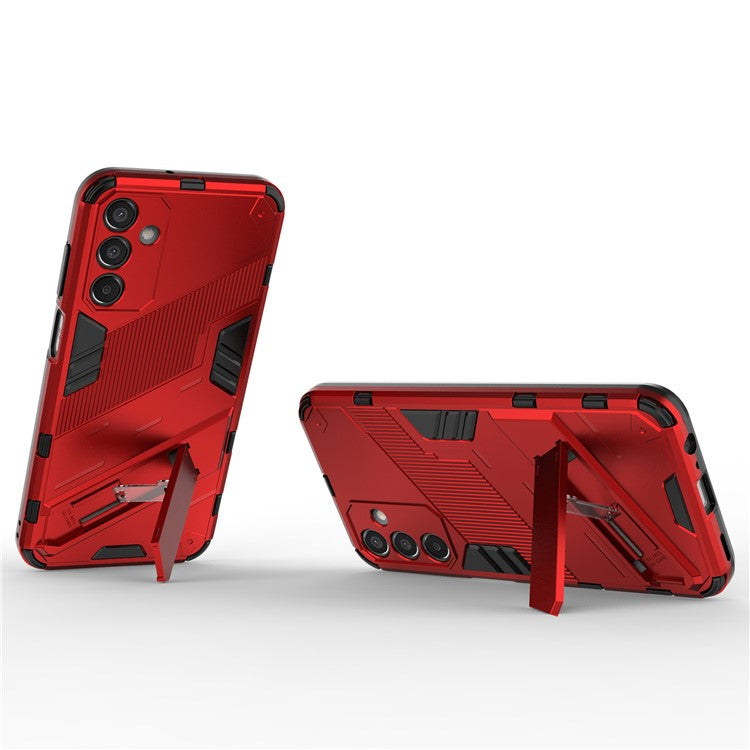 For Samsung Galaxy M15 5G Case PC+TPU Drop-proof Phone Cover with Folding Kickstand - Red