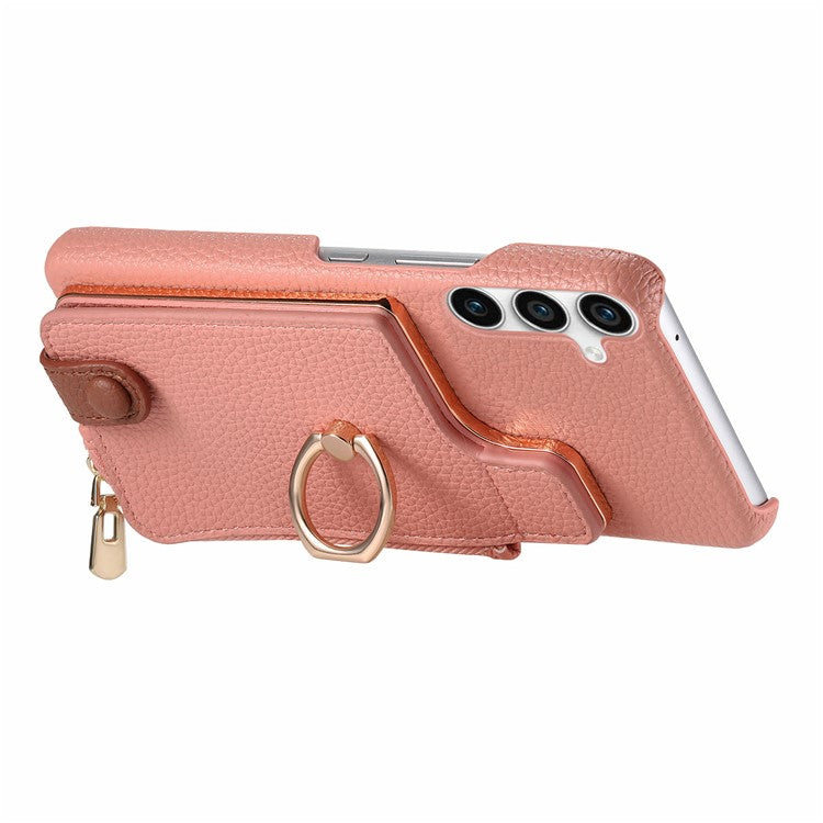 Y3 for Samsung Galaxy S23 FE Case Zipper Wallet Ring Kickstand Back Shell - Pink