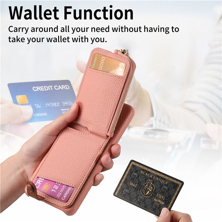 Y3 for Samsung Galaxy S23 FE Case Zipper Wallet Ring Kickstand Back Shell - Pink