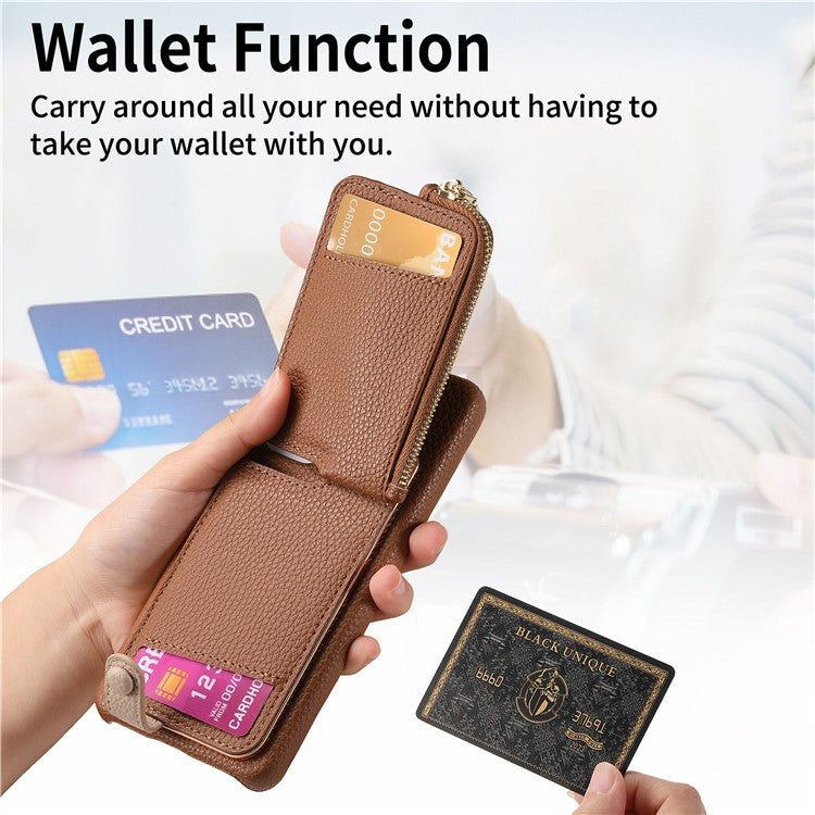 Y3 for Samsung Galaxy A55 5G Case RFID Blocking Phone Wallet Cover Supports Magnetic Car Holder - Brown