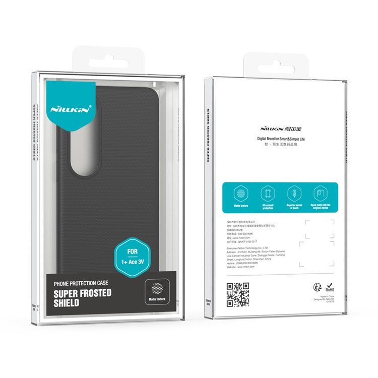 NILLKIN Frosted Shield For OnePlus Ace 3V 5G Cell Phone Case Hard PC Back Shell - Black