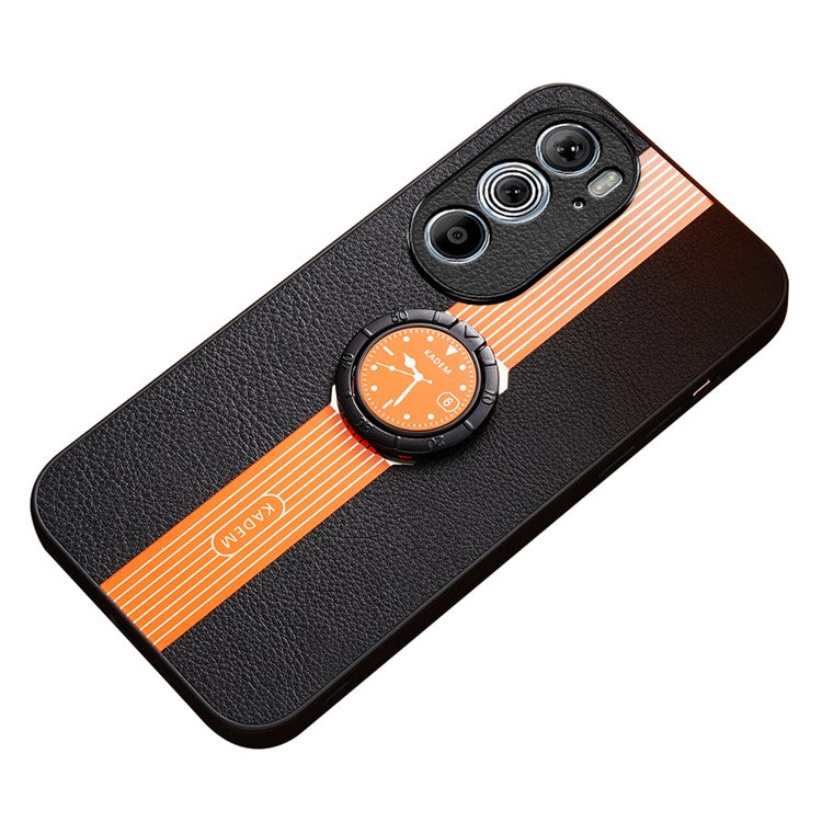 KADEM Phone Case for Motorola Edge 30 Pro (Motorola Edge+ (2022)) Leather Coated Acrylic+TPU Cover with Ring Kickstand - Orange