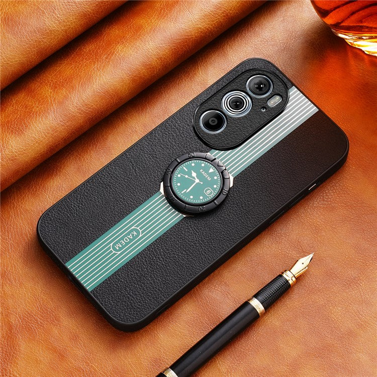 KADEM Phone Case for Motorola Edge 30 Pro (Motorola Edge+ (2022)) Leather Coated Acrylic+TPU Cover with Ring Kickstand - Green