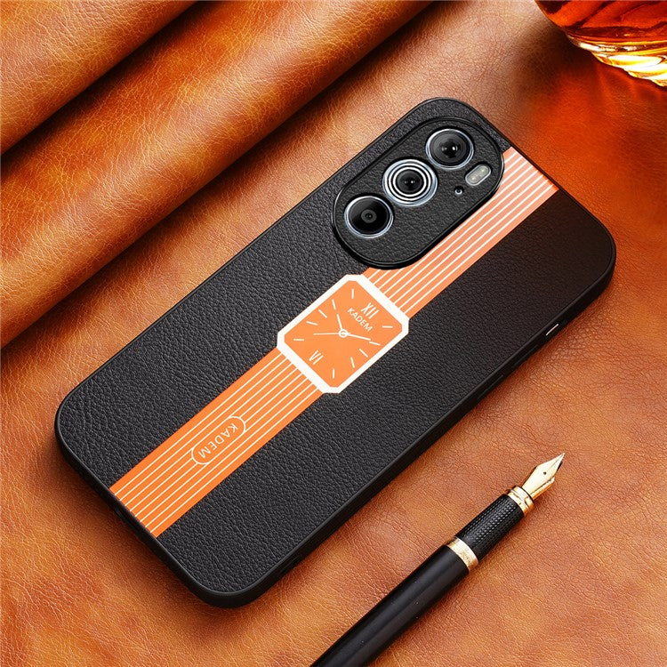 KADEM For Motorola Edge 30 Pro (Motorola Edge+ (2022)) Case PU+TPU+Acrylic Watch Pattern Smartphone Cover - Orange