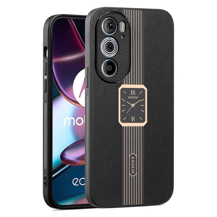 KADEM For Motorola Edge 30 Pro (Motorola Edge+ (2022)) Case PU+TPU+Acrylic Watch Pattern Smartphone Cover - Black