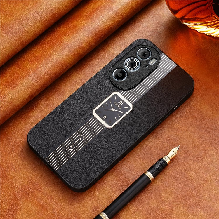 KADEM For Motorola Edge 30 Pro (Motorola Edge+ (2022)) Case PU+TPU+Acrylic Watch Pattern Smartphone Cover - Black
