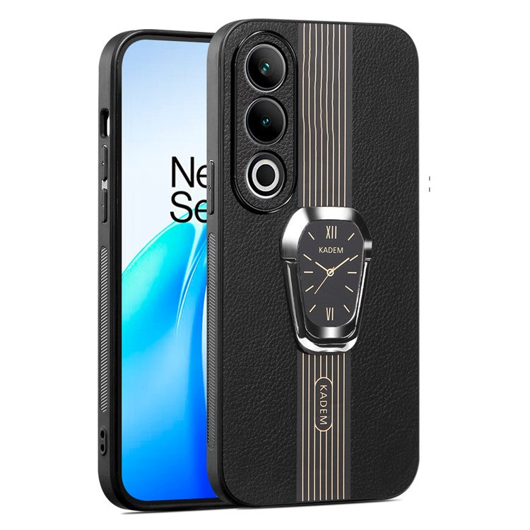 KADEM For OnePlus Ace 3V 5G Cover Folding Kickstand PU+TPU+Acrylic Shockproof Phone Case - Black