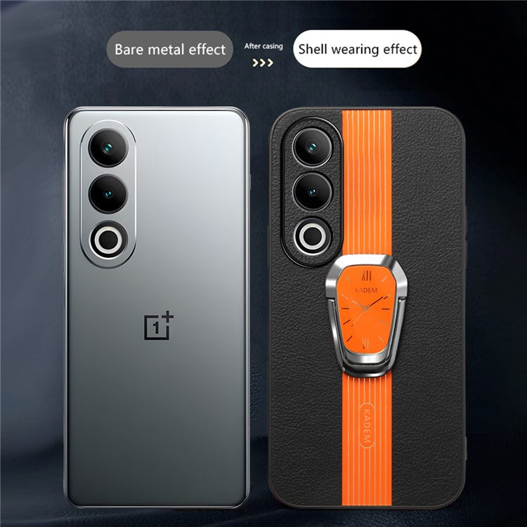 KADEM For OnePlus Ace 3V 5G Cover Folding Kickstand PU+TPU+Acrylic Shockproof Phone Case - Black