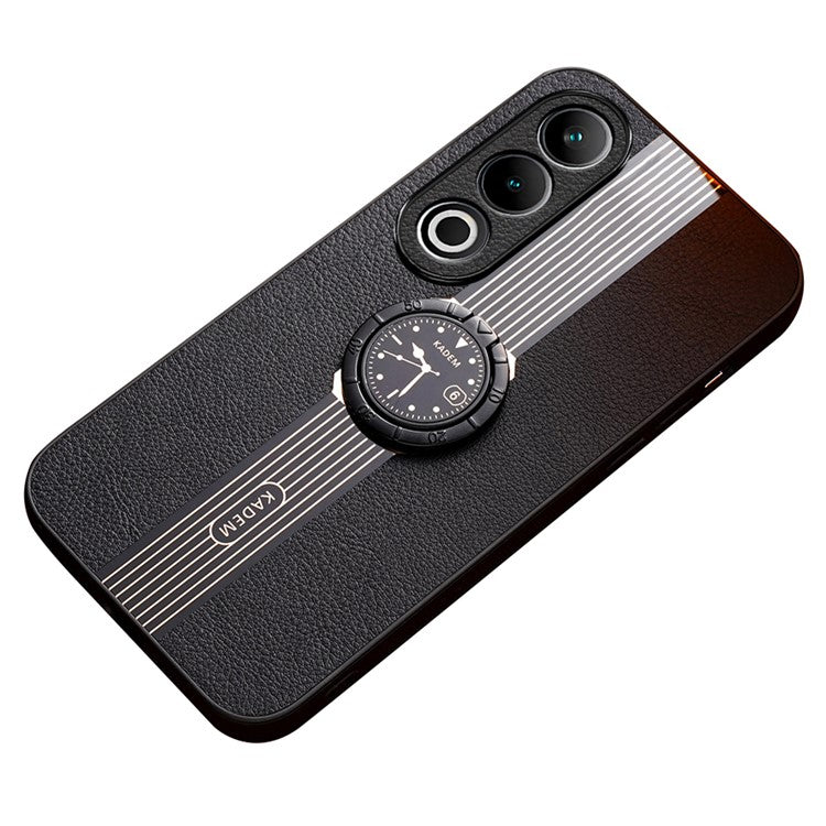 KADEM For OnePlus Ace 3V 5G Case Leather+Acrylic+TPU Phone Cover Support Magnetic Car Holder - Black