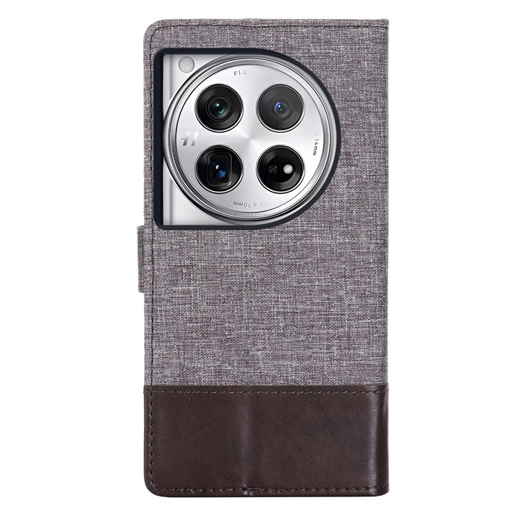 MUXMA MX102 For OnePlus 12 5G Case Magnetic Clasp Canvas+Leather+TPU Phone Wallet Cover - Brown