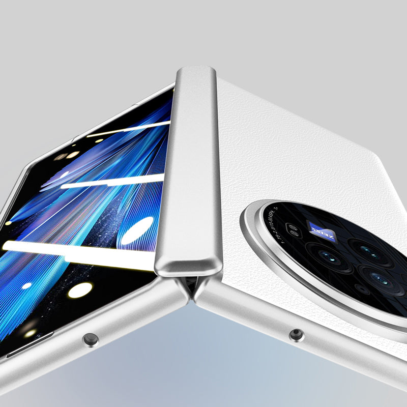 For vivo X Fold3 Case Leather Coated PC Magnetic Kickstand Phone Cover with HD Screen Film - Grey