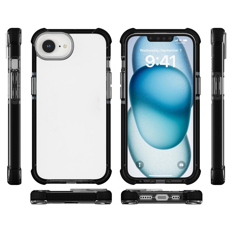 For iPhone SE (2025) Case 3-in-1 Drop Protection TPU+TPE+Acrylic Phone Cover - Black