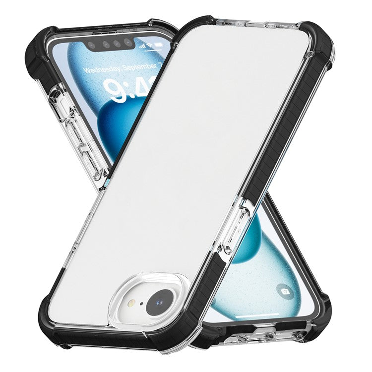 For iPhone SE (2025) Case 3-in-1 Drop Protection TPU+TPE+Acrylic Phone Cover - Black+Clear
