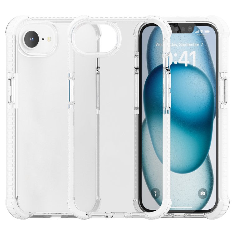 For iPhone SE (2025) Case 3-in-1 Drop Protection TPU+TPE+Acrylic Phone Cover - White+Clear