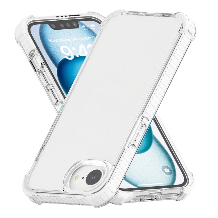 For iPhone SE (2025) Case 3-in-1 Drop Protection TPU+TPE+Acrylic Phone Cover - White+Clear