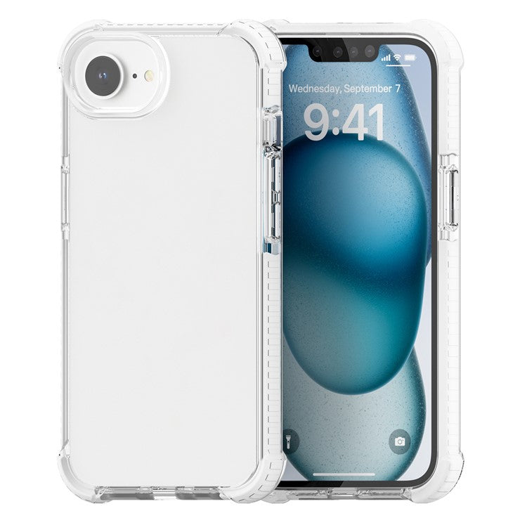 For iPhone SE (2025) Case 3-in-1 Drop Protection TPU+TPE+Acrylic Phone Cover - White+Clear