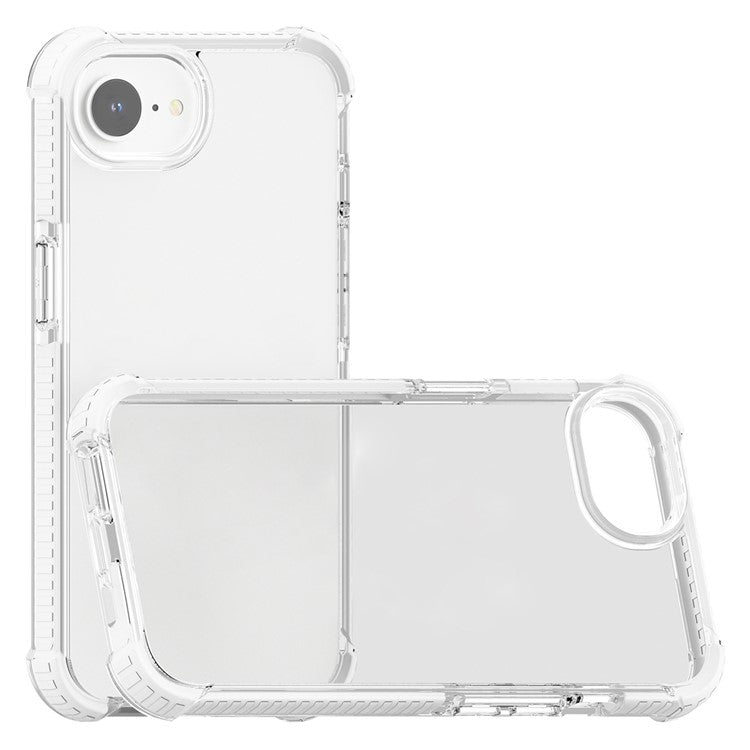 For iPhone SE (2025) Case 3-in-1 Drop Protection TPU+TPE+Acrylic Phone Cover - White+Clear