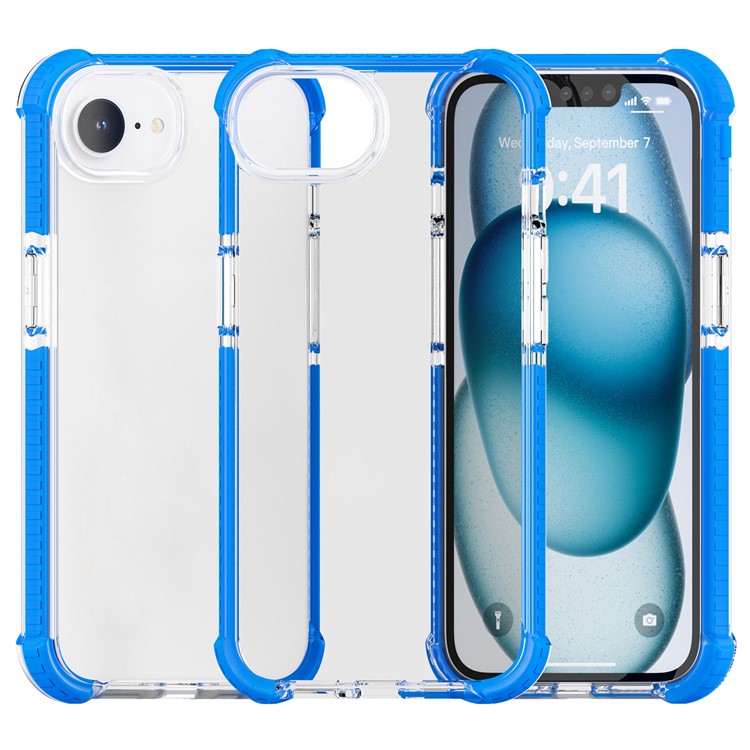 For iPhone SE (2025) Case 3-in-1 Drop Protection TPU+TPE+Acrylic Phone Cover - Blue+Clear
