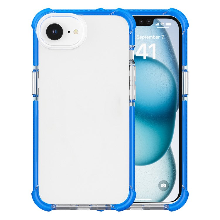 For iPhone SE (2025) Case 3-in-1 Drop Protection TPU+TPE+Acrylic Phone Cover - Blue+Clear