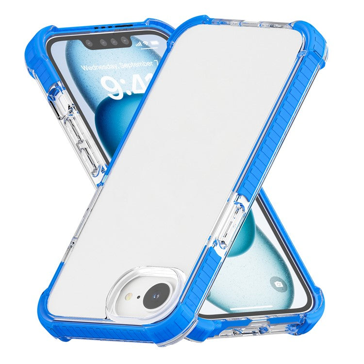 For iPhone SE (2025) Case 3-in-1 Drop Protection TPU+TPE+Acrylic Phone Cover - Blue+Clear