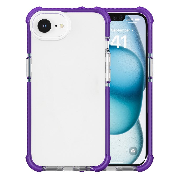 For iPhone SE (2025) Case 3-in-1 Drop Protection TPU+TPE+Acrylic Phone Cover - Purple+Clear