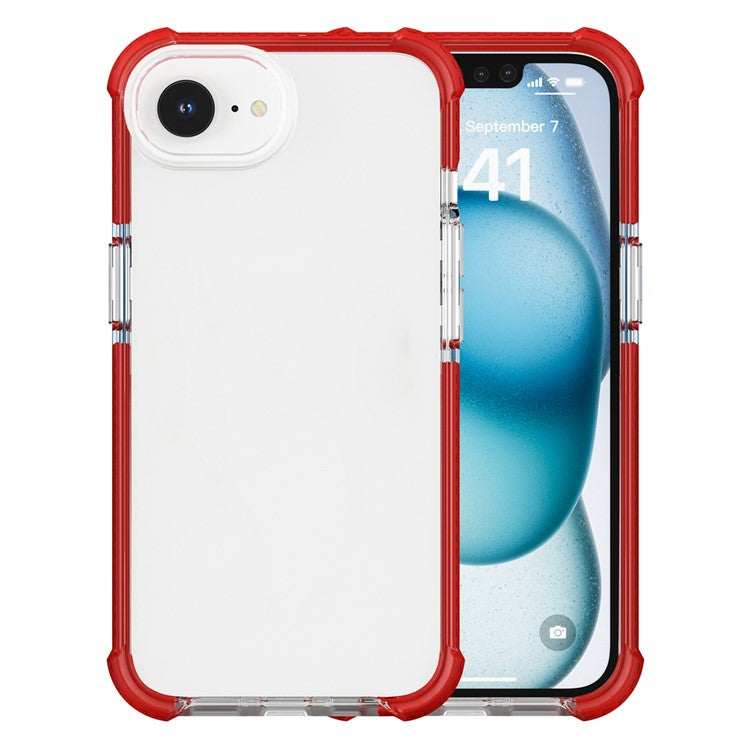 For iPhone SE (2025) Case 3-in-1 Drop Protection TPU+TPE+Acrylic Phone Cover - Red+Clear