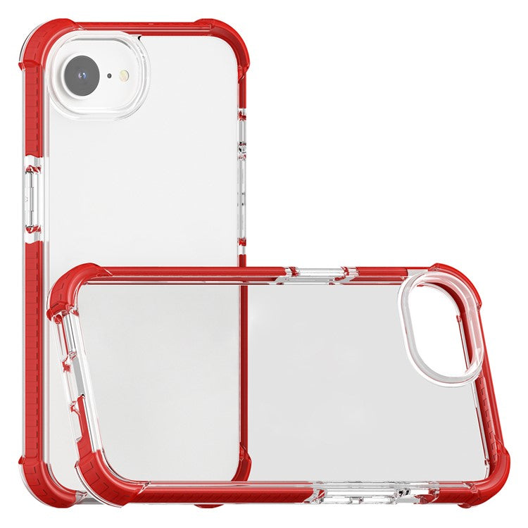 For iPhone SE (2025) Case 3-in-1 Drop Protection TPU+TPE+Acrylic Phone Cover - Red+Clear