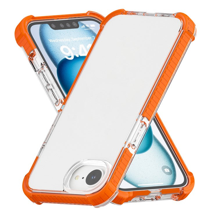 For iPhone SE (2025) Case 3-in-1 Drop Protection TPU+TPE+Acrylic Phone Cover - Orange+Clear