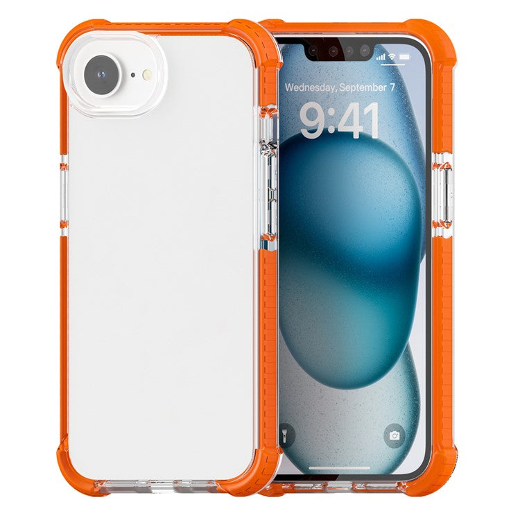 For iPhone SE (2025) Case 3-in-1 Drop Protection TPU+TPE+Acrylic Phone Cover - Orange+Clear