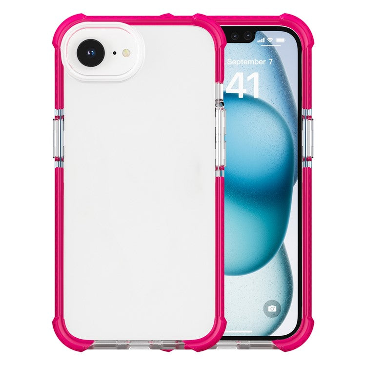 For iPhone 16e Case 3-in-1 Drop Protection TPU+TPE+Acrylic Phone Cover - Pink+Clear