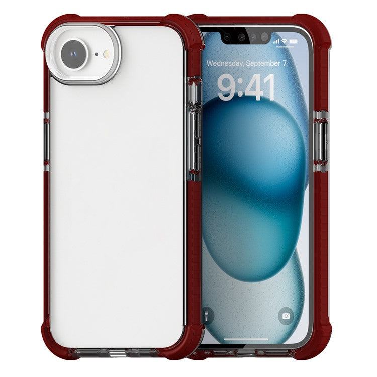 For iPhone SE (2025) Case 3-in-1 Drop Protection TPU+TPE+Acrylic Phone Cover - Brown+Clear