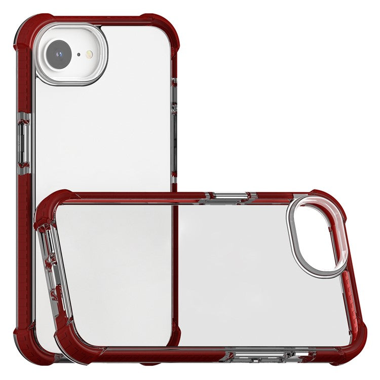For iPhone 16e Case 3-in-1 Drop Protection TPU+TPE+Acrylic Phone Cover - Brown+Clear