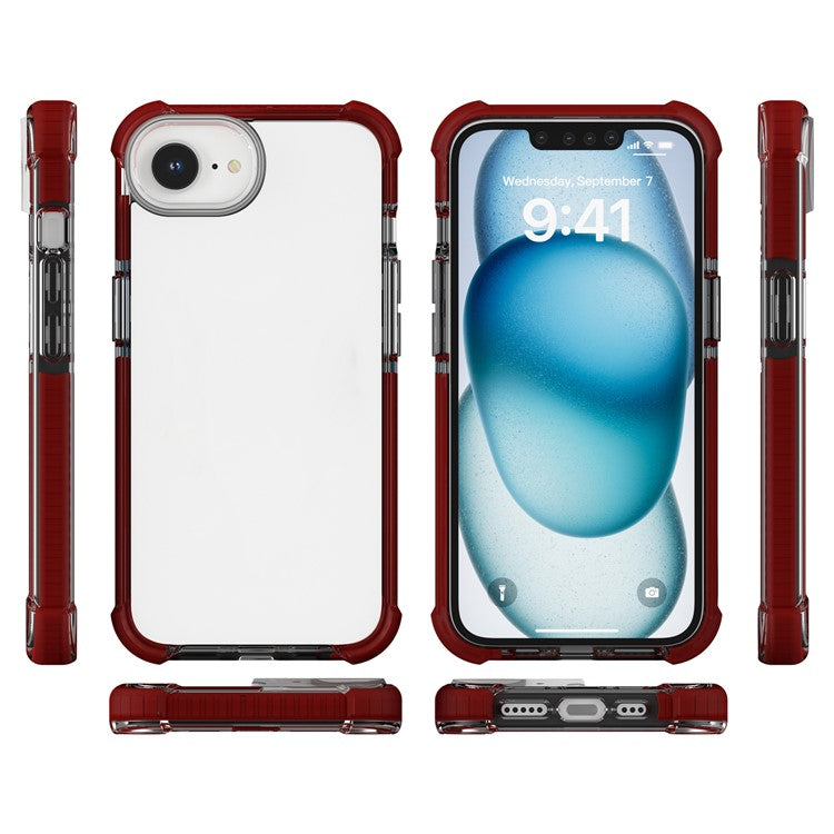 For iPhone 16e Case 3-in-1 Drop Protection TPU+TPE+Acrylic Phone Cover - Brown+Clear