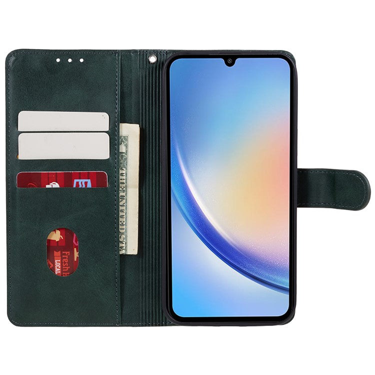 For Samsung Galaxy M15 5G / F15 5G Case Calf Texture Phone Wallet Leather Cover with Magnetic Clasp - Midnight Green