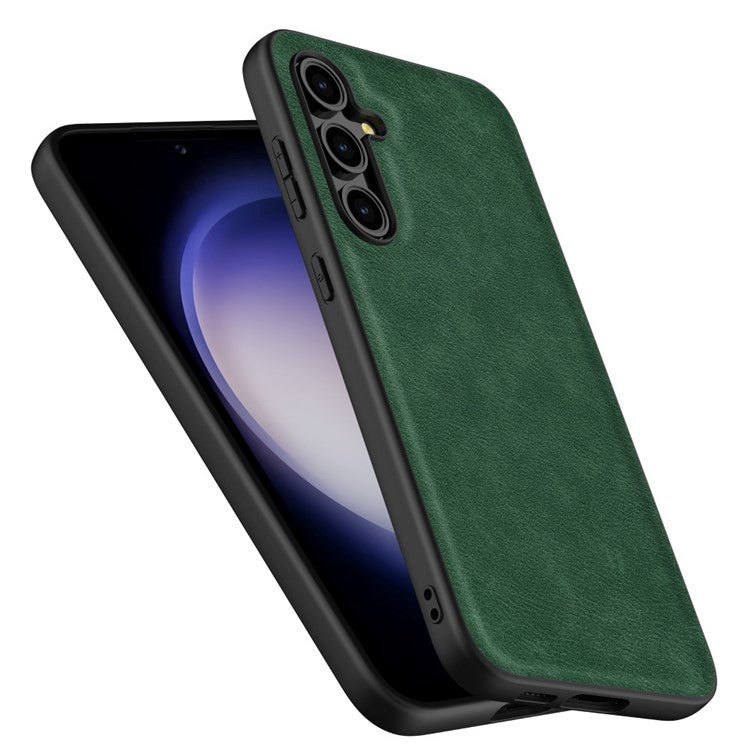 For Samsung Galaxy M15 5G / F15 5G Case Retro Leather Coated PC+TPU Hybrid Phone Cover - Green