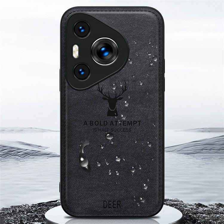 For Huawei Pura 70 Case Deer Pattern Cloth Texture Leather+PC+TPU Hybrid Phone Cover - Blue