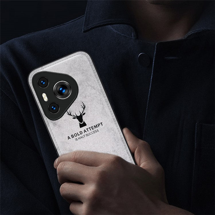 For Huawei Pura 70 Case Deer Pattern Cloth Texture Leather+PC+TPU Hybrid Phone Cover - Blue
