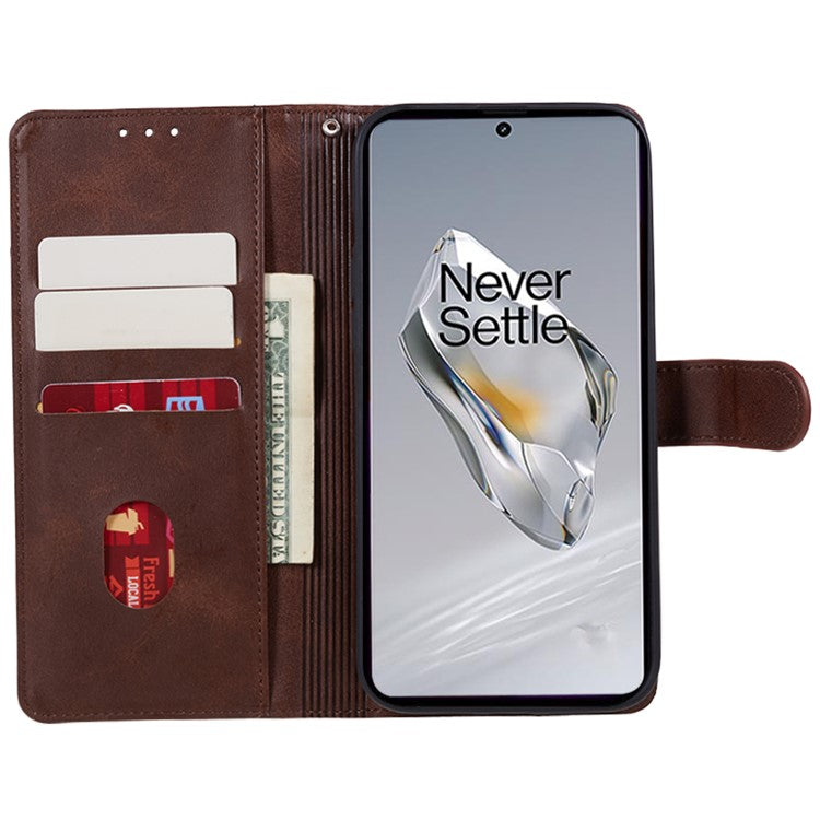 For OnePlus Nord CE4 5G Cover Calf Texture Cell Phone Case with Magnetic Clasp - Brown