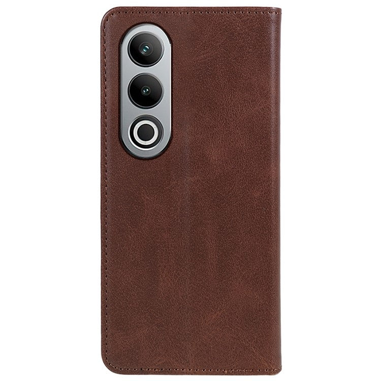 For OnePlus Nord CE4 5G Case PU Leather Wallet Cover Calf Texture Phone Shell with Magnetic Clasp - Brown