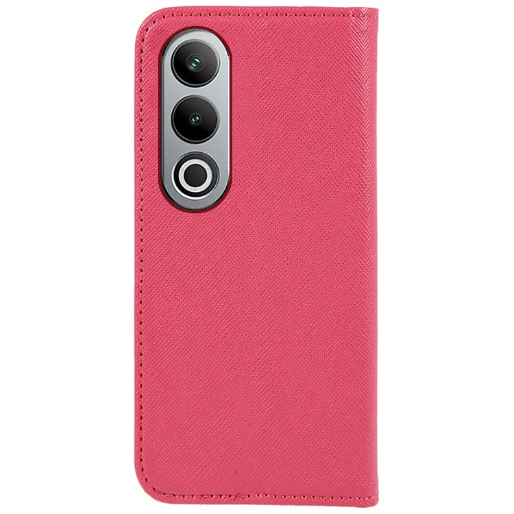 For OnePlus Nord CE4 5G Case PU Leather Phone Cover Cross Texture Flip Wallet - Pink