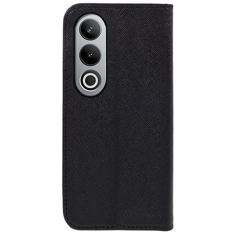 For OnePlus Nord CE4 5G Case PU Leather Phone Cover Cross Texture Flip Wallet - Black