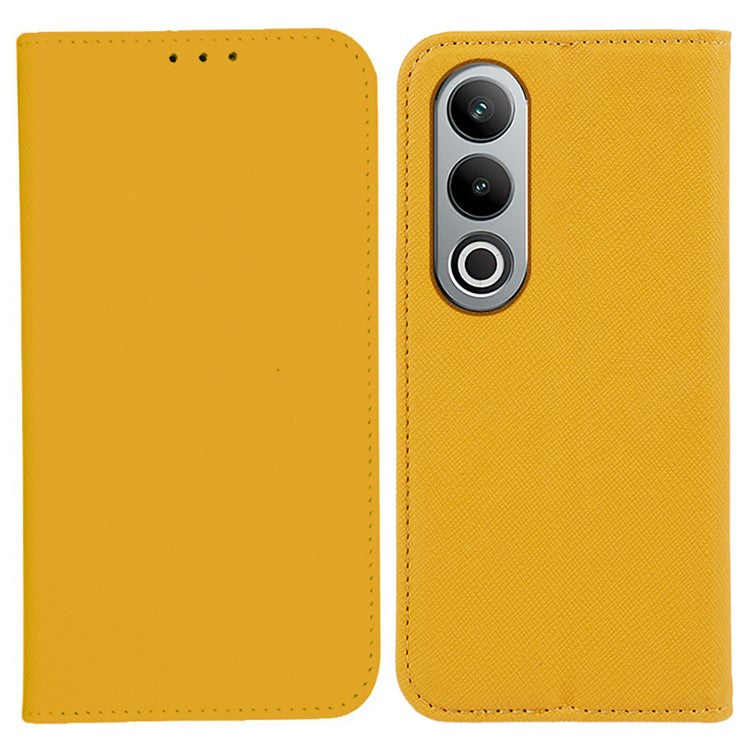 For OnePlus Nord CE4 5G Case PU Leather Phone Cover Cross Texture Flip Wallet - Yellow