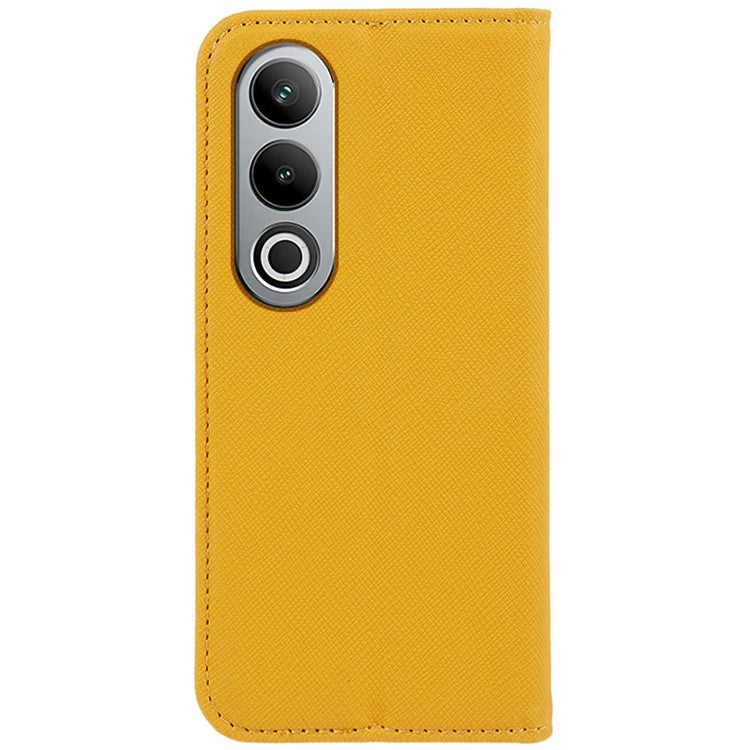 For OnePlus Nord CE4 5G Case PU Leather Phone Cover Cross Texture Flip Wallet - Yellow