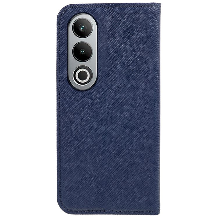For OnePlus Nord CE4 5G Case PU Leather Phone Cover Cross Texture Flip Wallet - Dark Blue
