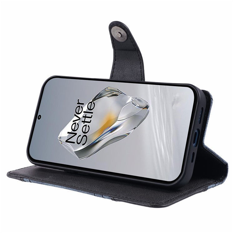 For OnePlus Nord CE4 5G Leather Phone Cover Crazy Horse Texture Phone Case Splicing Design - Black