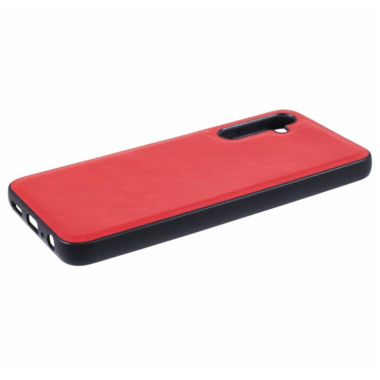 For OnePlus Nord CE4 5G Leather Case PC+TPU Hybrid Phone Cover Retro Pure Color Design - Red