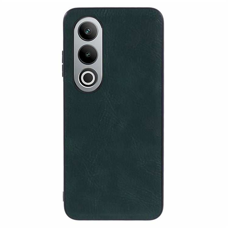 For OnePlus Nord CE4 5G Leather Case PC+TPU Hybrid Phone Cover Retro Pure Color Design - Green