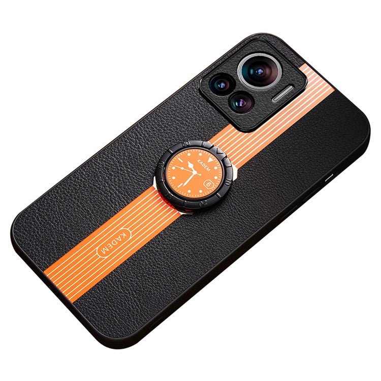 KADEM For Motorola Moto X30 Pro 5G / Edge 30 Ultra 5G PU Leather+Acrylic+TPU Phone Case Supports Magnetic Car Holder  - Orange